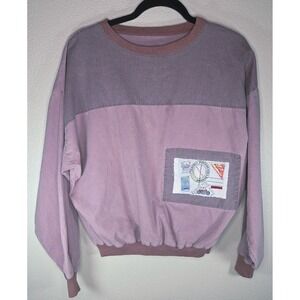 Vintage FAME Power Shirts Sweatshirt Purple Patchwork Pocket Cropped Boxy‎ Fit